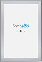 SnapeZo Photo Frame 11x17, Silver, 1.25 Inch Aluminum Profile, Front-Loading Snap Frame, Wall Mounting, Professional Series