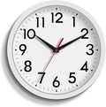Wall Clock Small Analog 8 Inch Silent Non Ticking Battery Operated Modern Simple Decorative for Kitchen Office Bedroom Bathroom Living Room(White)