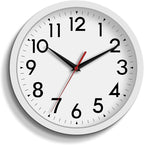 Wall Clock Small Analog 8 Inch Silent Non Ticking Battery Operated Modern Simple Decorative for Kitchen Office Bedroom Bathroom Living Room(White)