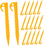 Kisangel 20Pcs Bright Yellow Plastic Tent Pegs Lightweight Ground Anchors with Threaded Design for Superior Grip and Windproof Stability for Camping Beach and Outdoor Activities