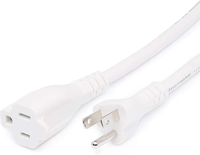 Amazon Basics Extension Cord, 13 Amps, 125V, 10 Foot, White - Pack of 2