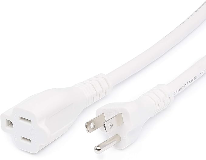 Amazon Basics Extension Cord, 13 Amps, 125V, 6 Foot, White - Pack of 2