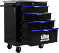 4-Drawer Heavy-Duty Rolling Steel Tool Cart with Handle&Wheels, Metal Storage Organizer Cabinet, Tool Chest for Efficient Tool Storage in Garage, Warehouse, Workshop, Repair Shop, Blue