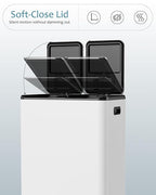 16 Gal (2 x 30 L) Dual Trash Can, Stainless Steel Kitchen Garbage Bin, Recycle Dustbin with Odor Control Box, Soft-Close Lid, Inner Buckets, Side Handle, Step Pedal, for Home Office