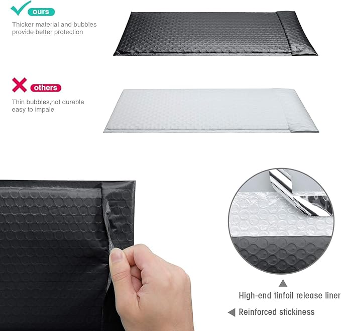 GSSUSA Black Bubble Mailers 6x10 Small Padded Envelopes 9600 Pack,1 Pallet,Strong Adhesion Shipping Mailer Self-Seal Bubble Envelopes for Small Business