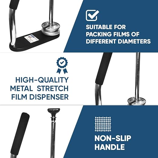 Made in USA! Industrial Strength Stretch Film Dispenser - Palpak100 Light Weight Pallet Wrapper – Tension Knob Adjustment Wrap Handle (12 Pack)