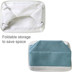 TheWarmHome Fabric Storage Bins Baskets for Organizing,Sturdy Storage Basket W/Handles, Decorative Foldable Storage Baskets for Shelves Closet Nursery Toy (White&Teal, Medium - 3 Pack)