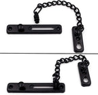 2 Pack Door Chain Lock, KINJOEK Stainless Steel Security Chain Guard with Spring Anti Theft Press Lock, Heavy Duty Polished Door Latch with Screws, Black