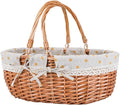Large Wicker Picnic Basket with Handles,Handle Sturdy Woven Body with Removable and Washable Lining,Outdoor Camping,Gift Packing,Garden Picking, Storage.Yellow Flower