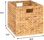 10.5 x 10.5 Storage Cubes – Water Hyacinth Wicker Baskets for Organizing, Wicker Storage Cubes, Storage Baskets for Shelves (4 Packs 10.5in)