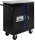 Rolling Tool Chest with 2 Doors and Adjustable Shelves, 25.9" D Movable Lockable Tool Cart Multi-Functional Hardware Storage Cabinet Box Auto Repair Locker