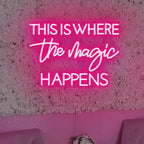 This Is Where The Magic Happens Neon Sign,30inches Custom Beauty Salon Neon Decor,LED Sign for Beauty Room,Pink Beauty Office Sign,Wedding Party Sign