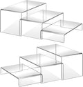6 Pcs 2 Sets Acrylic Display Riser, 3 Sizes Large Acrylic Risers Display Stands, 0.15" Thick Clear Shelf Riser, Clear Display Risers for Dessert, Candy, Toys, Perfume, High Heels, Wallet