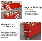 MATISUN Portable Vendor Cart with Canopy, Mobile Food Cart with Lockable Wheels for Market, Street Food & Events (Yellow)