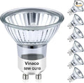 Vinaco GU10 Halogen Bulb Dimmable, GU10+c 110V 50W Candle Warmer Lamp Replacement, MR16 GU 10 50W Halogen Bulb 120V, 50 W MR16 with Glass Cover for Track&Recessed Lighting, 2800K Warm White, 6 Pack