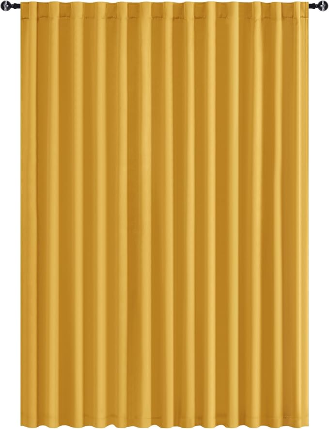 Hiasan Blackout Patio Sliding Door Curtain Extra Wide Thermal Insulated Blind Privacy Room Divider Curtain with Back Tab & Rod Pocket for Bedroom Partition Glass Door (100 x 84 Inches, Yellow)