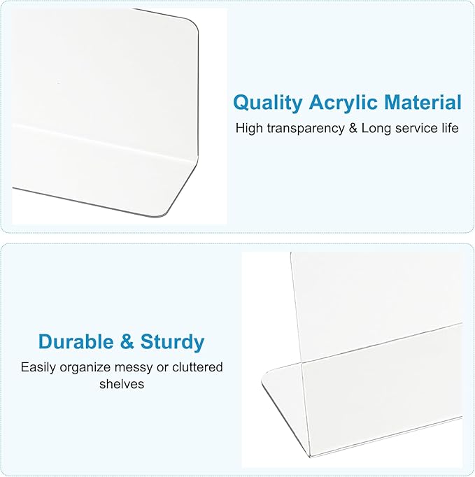 PATIKIL 12 Pack Shelf Dividers for Closet Organization, 13.8x1.57x4.7 Acrylic Closets Separator Kitchen Cabinet Shelves Under Bed Blocker for Bedroom Kitchen Office, Clear