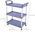 3 Tier Utility Cart Rolling Tool Cart, Heavy Duty Commercial Service Tool 330lbs Load Capacity, Mechanic Tool Storage Organizer for Warehouse Garage M Gray, Equipped with 4