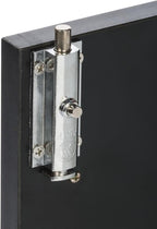 45.5" Tall Podium with Locking Cabinet, Inner Shelf, 25" Wide Angled Surface with Lip (Black)
