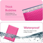 Hot Pink 8.5x12 Inch Poly Bubble Mailers #2 |Self Seal Padded Envelopes | Air Cushioned Bubble Mailer | Usable Size 8.5x11 Inch | 100 Pack Bulk | Waterproof | Lightweight Mailing Shipping Bags