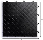 Big Floors RaceDeck Diamond Plate Design, Durable Interlocking Modular Garage Flooring Tile (Black, 24 Pack of 12 x 12" Tiles)