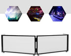 DJ Booth DJ Facade Table Station,67x20x15.7inch Portable Tabletop Event Facade DJ Booth Foldable Cover Screen -Folding Steel Frame Panel Stand with Carry Bag for Bars, Music Festivals, Weddings