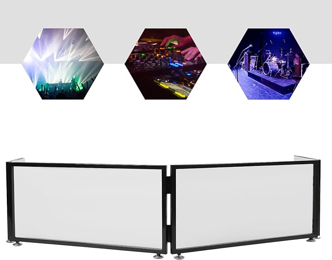 DJ Booth DJ Facade Table Station,67x20x15.7inch Portable Tabletop Event Facade DJ Booth Foldable Cover Screen -Folding Steel Frame Panel Stand with Carry Bag for Bars, Music Festivals, Weddings