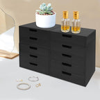 4-piece Drawer Cabinet, Organizer Sorter Container Keeper Unit Storage Box Stackable Chest Divider Shelf System with 10 Drawers & 4 Stackable Units for Home Office Study Room Dorm Bedroom(Black)