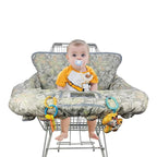Shopping Cart Cover for Baby boy Girl, Multi-in-1 Cart Covers for Babies, Soft Padded Infant High Chair Cover, Machine Washable, Grocery cart seat Cushion Cover Grey Leaves
