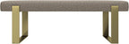 VANT Upholstered Bed Bench - Faux Merino Wool Brown - Burnished Brass - Contemporary Modern, Bedroom Bench Seat, Hallway, or Entryway