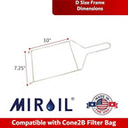 MirOil CONE2B Fryer Filter Bag & Frame Combo Set – Durable Reusable Strainer Bag and Metal Support Frame for Commercial Kitchen Use - Compatible with MirOil Blue Oil Caddy - Model #30L