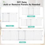 COMOMY 127.8" Extra Wide Baby Gate, Dog Gate for House Stairs Doorways Fireplace, Auto Close Pet Gate with Door Walk Through, 5 Metal Panels, Hardware Mounted Baby Fence Indoor Outdoor(30" Tall,White)