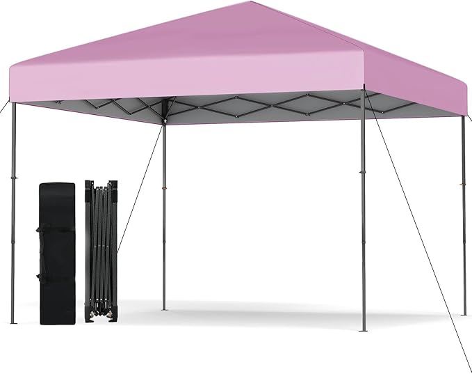 Tangkula 10x10 FT Pop Up Canopy, UPF50+ Portable Outdoor Tent with 8 Stakes, 4 Wind Ropes, Carrying Bag, Foldable Canopy Tent for Beach Party Event Camping