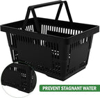 12PCS Shopping Baskets with Handles, 21L Durable Plastic Shopping Cart, Portable Grocery Basket for Supermarket Retail Shop Book Store Laundry, Black