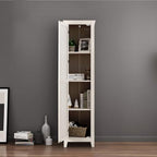 Giantex Tall Storage Cabinet Freestanding Floor Storage Tower with Four Shelves and Single Door, 17x16x72 Inch, Narrow Utility Cabinet for Living Room, Bathroom (Grayish White)
