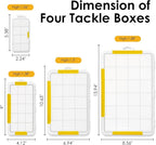 DOWELL Tackle Boxes, Plastic Tackle Storage Box Set, 4 Assorted Sizes with Removable Dividers, Fishing Tackle & Parts Organizer (4 Packs Trays)