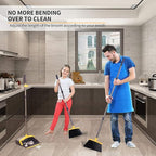 2-Pack is More economical，Upgraded Broom and Dustpan， with 52" Long Handle, Dustpan Teeth with self-Cleaning Function, Indoor and Outdoor Sweeping, Perfect for Home Office