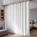 Room Divider Blackout Curtains Flexible Sliding Tracks Sets Ceiling Mounted Rod Window Curtain Privacy Separation for Bedroom Living Rooms,1 Panel Gray White Drape and Black Track Set-W108xH84 in