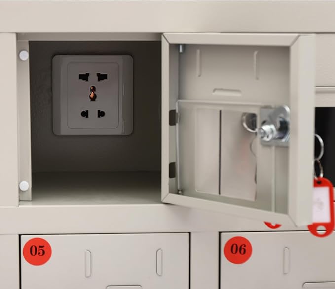 6 Slots Cell Mobile Phone Steel Locker with Lock, Cell Phone Locker with Charging Station, Cellphone Locker for Schools, Conference Rooms, and Offices