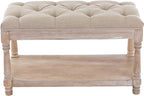 Kmax Storage Entryway Bench Tufted Shoe Rack Bench Wood Window Bench for Hallway Entrance Bedroom Corner-1 Seat, Beige
