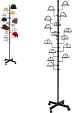 Montex Freestanding Hat Rack Stand, Metal Hat Organizer Rack with 15 Customisable Circular Hooks, Hats Tree Stand Floor Standing Hat Display, Black