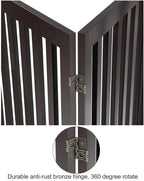 Unipaws 24" H Free Standing Pet Gate for Cat, Wooden Gates for Doorway, Stairs, Foldable Pet Fence for House, Expandable Barrier, Indoor Use, Espresso