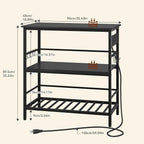IBUYKE Kitchen Island with Storage, Bakers Rack with Power Outlet,Microwave Stand with Large Worktop,Rolling Bar Cart for Home, Outdoor, Kitchen,Black TMJ029B