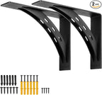 Heavy Duty Shelf Brackets (Set of 2) - 16" x 12" Max Load 1100 Lbs - Premium Alloy Metal Mantel Brackets