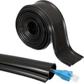 MECCANIXITY 10ft Cable Management Sleeve, 0.8 Inch ID Flexible Cord Wires Hider Cover Insulation Snap-fit Protector for Substation, High-Voltage Electrical Networks, Black