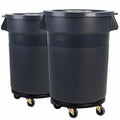 32 Gallon Outdoor Trash Can with Lid and Wheel, Rolling Trash Can with Removable Wheels, Commercial Trash Cans, Outdoor Garbage Can for Kitchen, Garage, Backyard and Patio（2 Pack）