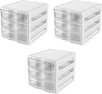 Life Story 3 Drawer Stackable Shelf Organizer Plastic Storage Drawers for Bathroom Storage, Make Up, Or Pantry Organization, White (3 Pack)