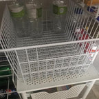 3 Pack Freezer White Wire Baskets for Organizing Office Wire Storage Basket with Built-in Handles, 14" Large White Metal Baskets for Pantry Freezer Kitchen Cabinets