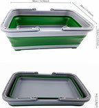 SAMMART Collapsible Basket with Handle 8L (2.1 Gallon) - Portable Outdoor Picnic Basket/Crate -Foldable Basin for Washing Dishes,Camping,Hiking (Grey/Shamrock)