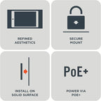 iPort Surface Mount System iPad Wall Mount – Slim & Secure Enclosure for iPad Pro 11" (3rd Gen) & Air 10.9" (5th Gen) | Built-in PoE Charging | Flush Wall Dock for Smart Home & Commercial Use – White